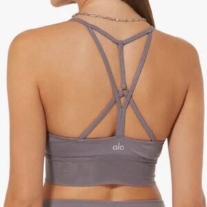 Alo Yoga Lavish Mesh-Trimmed Stretch Sports Bra In Lavender Dusk Size S